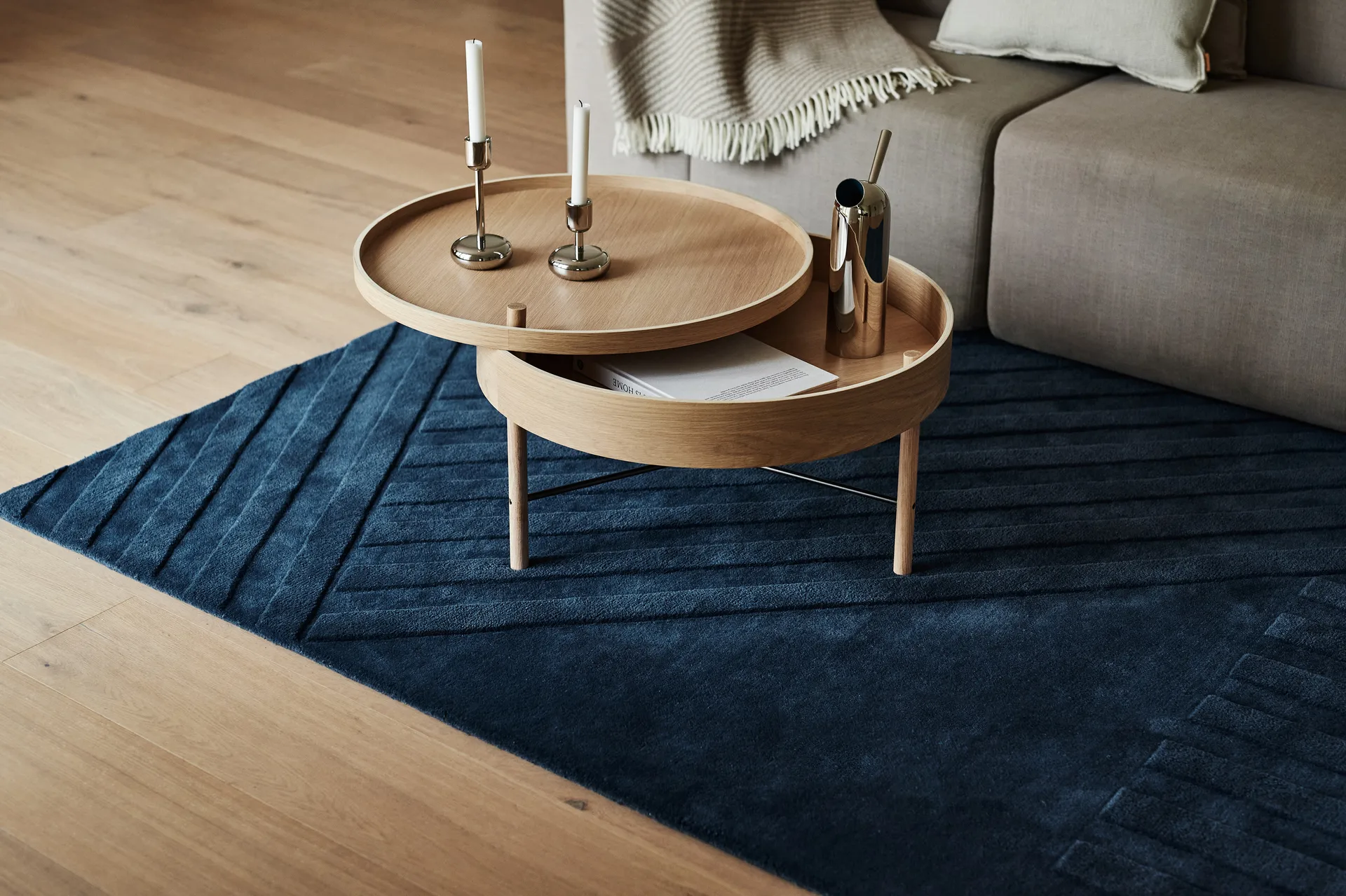 Levels Stripes Wollteppich, Blau, 170x240 cm NJRD