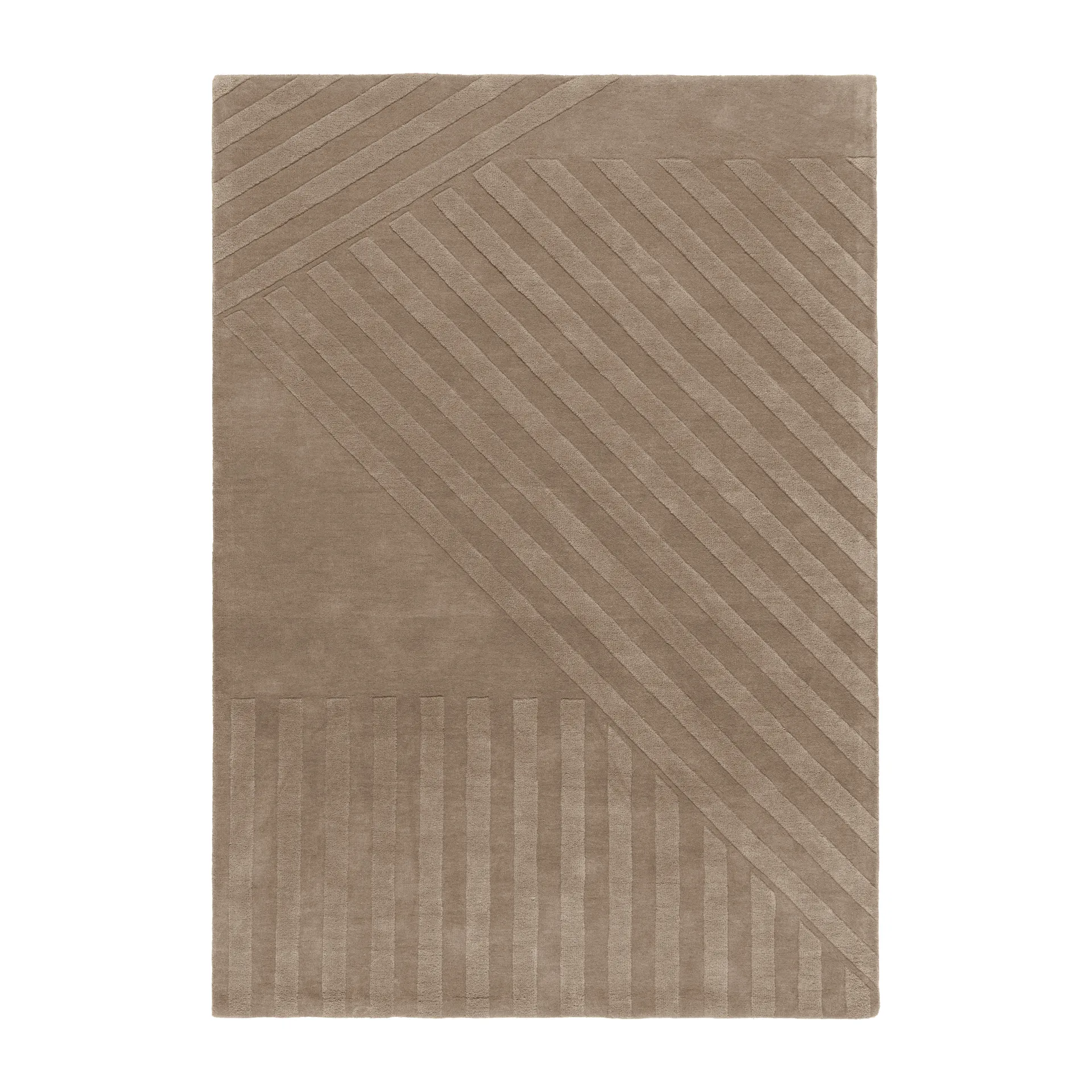 Levels Stripes Wollteppich, Maulwurfbraun, 170x240 cm NJRD