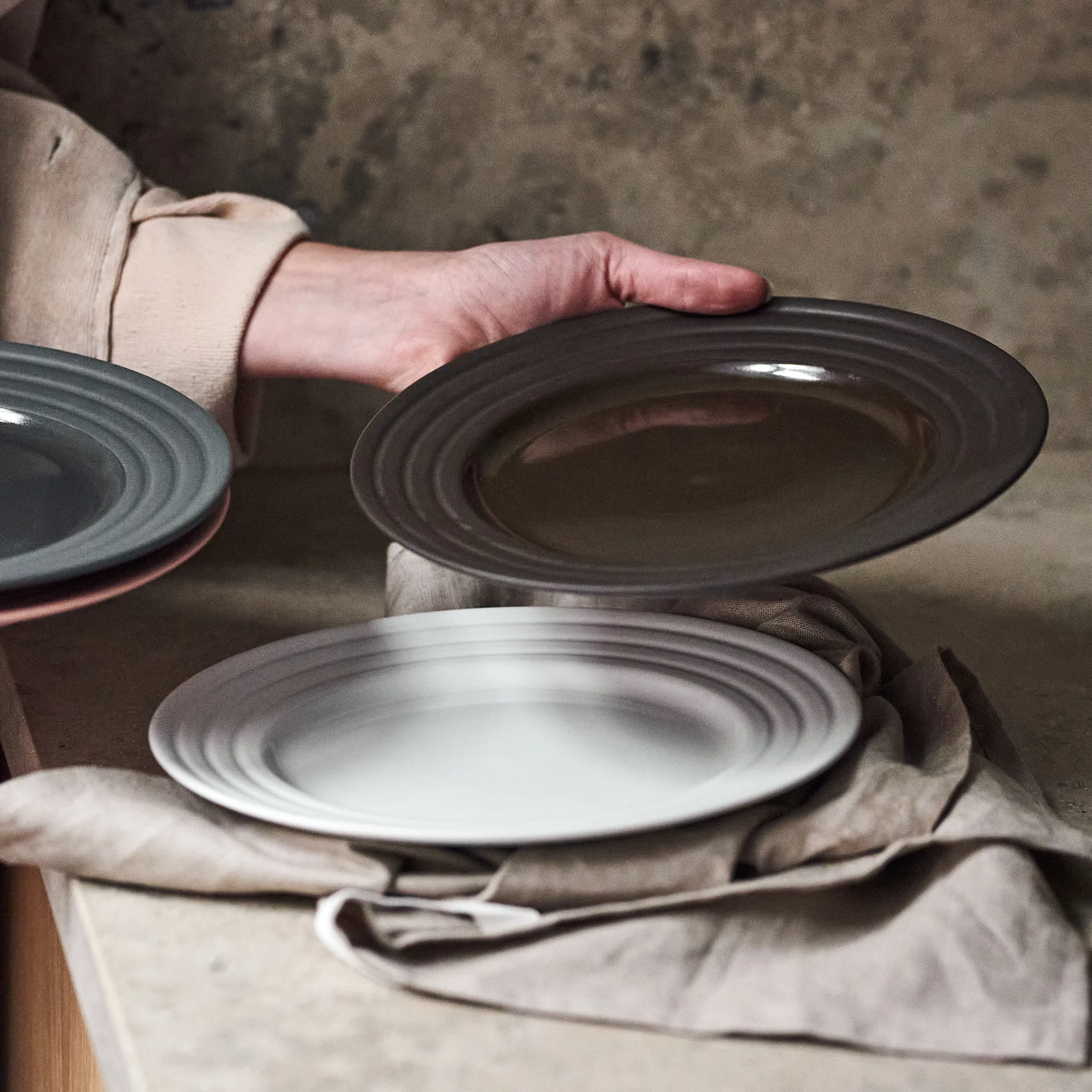 Lines kleiner Teller Ø21cm 6er Pack, Braun NJRD