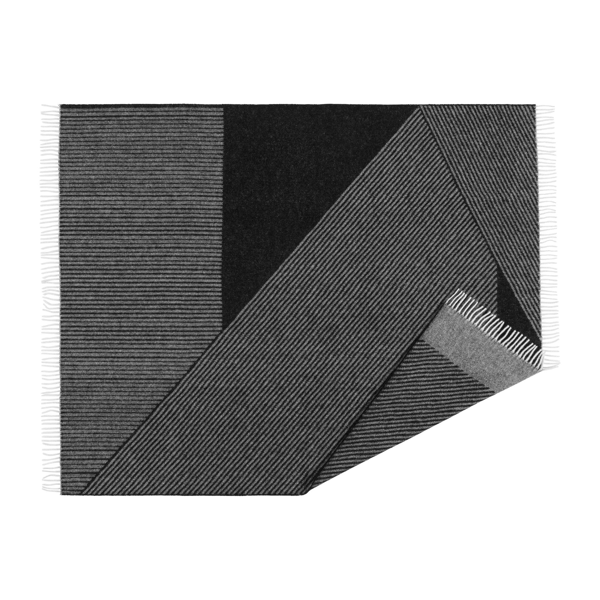Stripes Wolldecke 130 x 185cm, Schwarz NJRD
