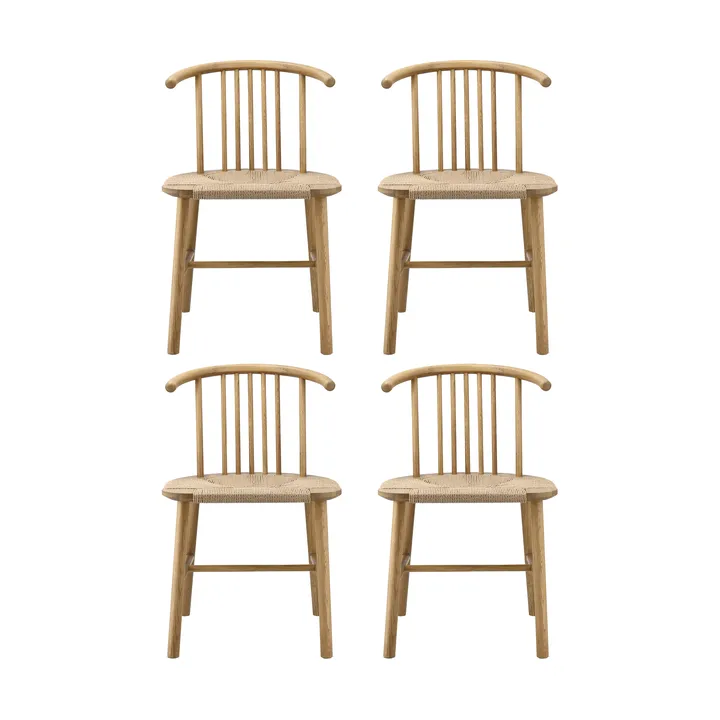 VIOR Esszimmerstuhl geflochtene Sitzfläche, Lackierte Eiche-natur, 4er Pack - NJRD
