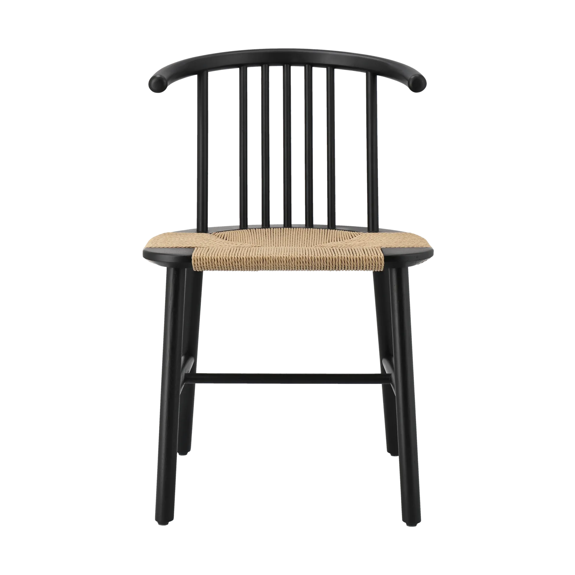 VIOR Esszimmerstuhl geflochtener Sitz, Schwarz lackierte Eiche-Natur NJRD
