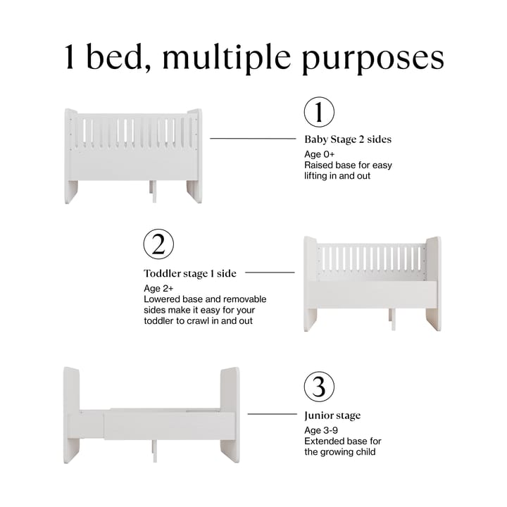 Form Baby- und Juniorbett 166x77,5x87 cm, Weiß Nofred