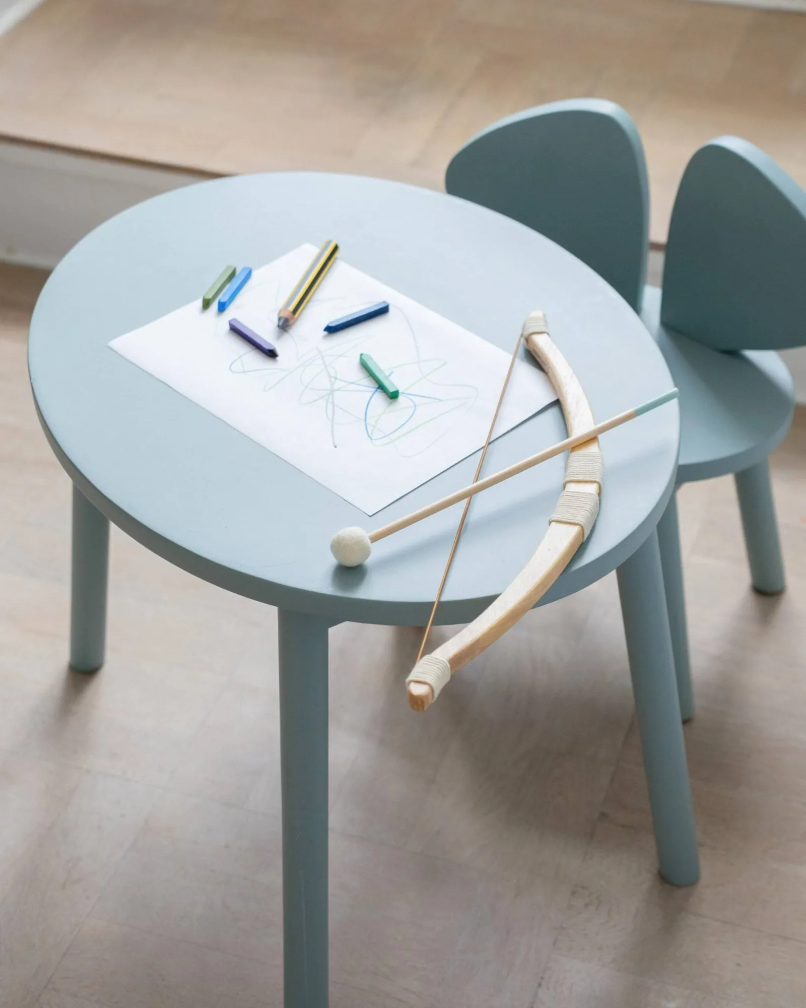 Mouse set Kinderstuhl + Beistelltisch, Olivgrün Nofred