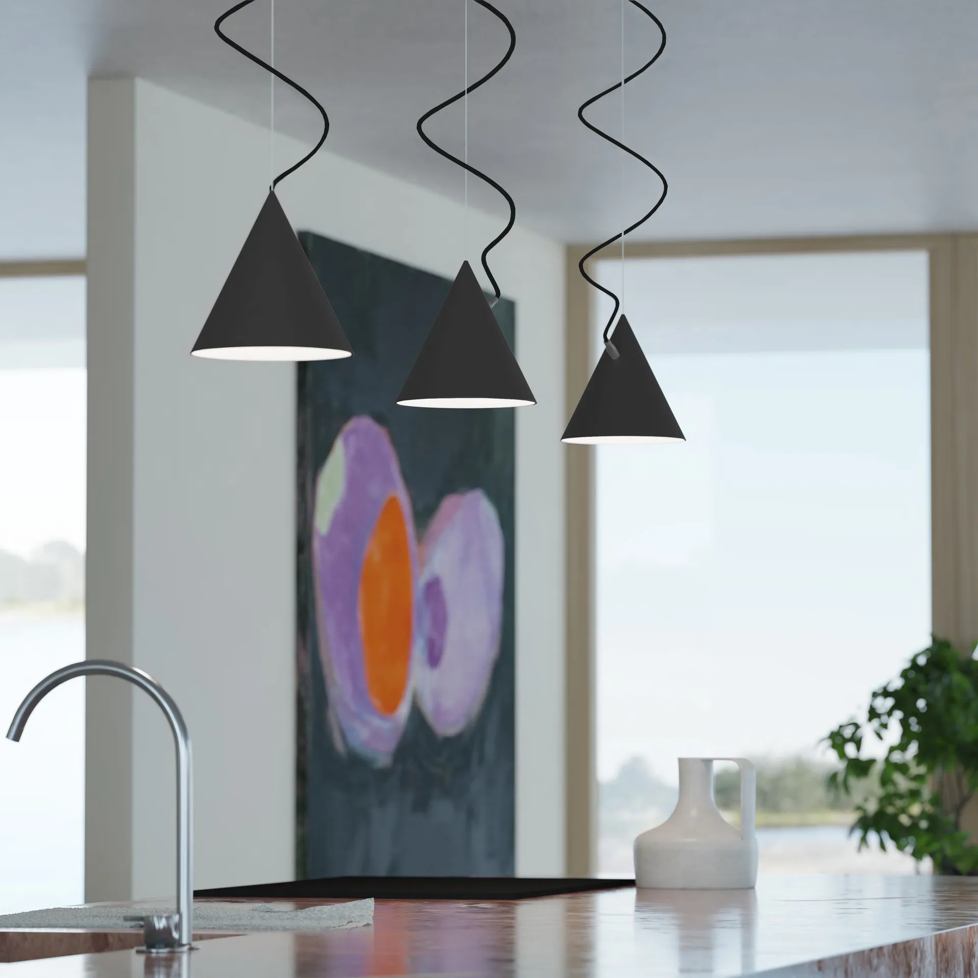 Castor Pendelleuchte 20 cm, Schwarz-schwarz-schwarz Noon