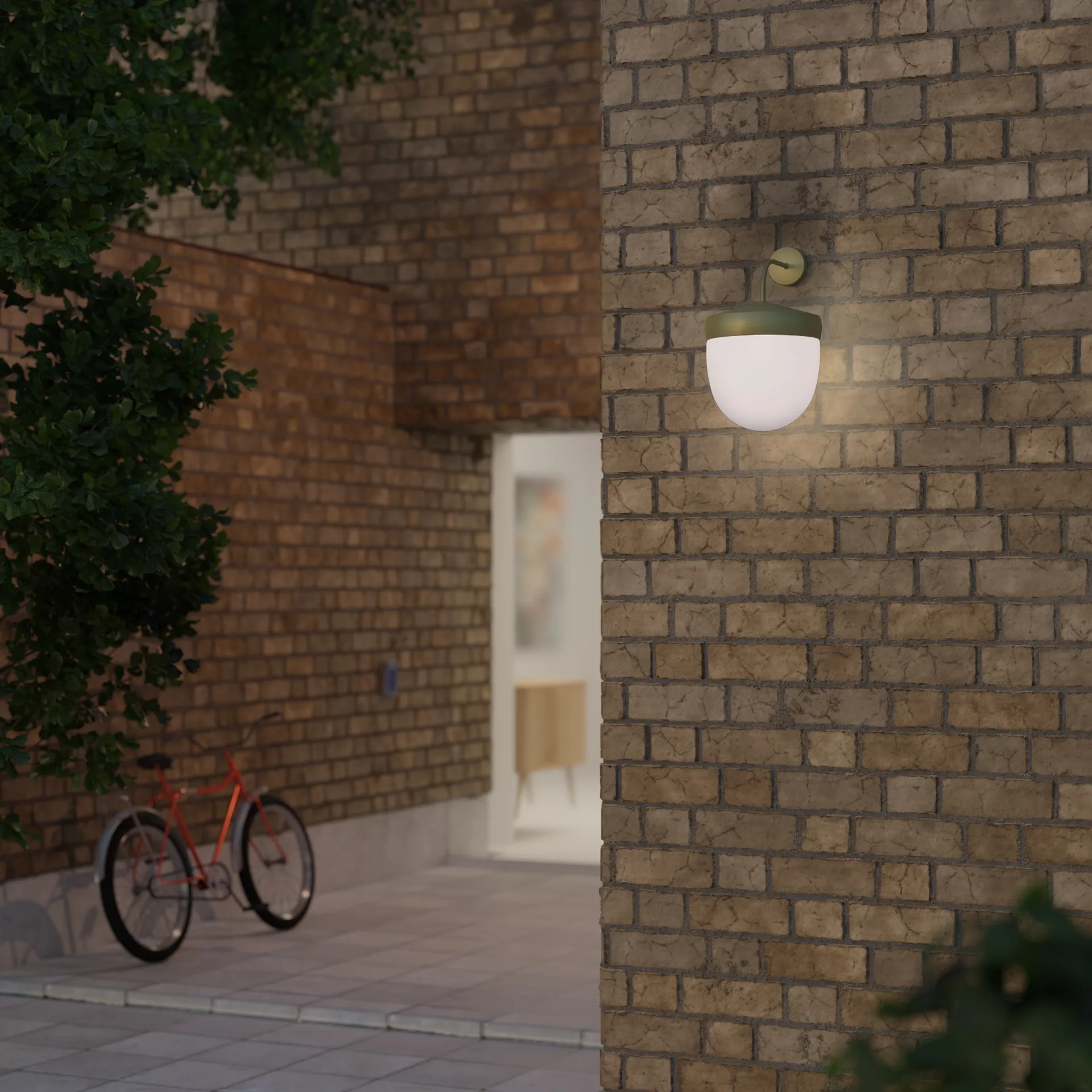 Pan Wandleuchte gefrostet 30 cm, Olivgrau Noon