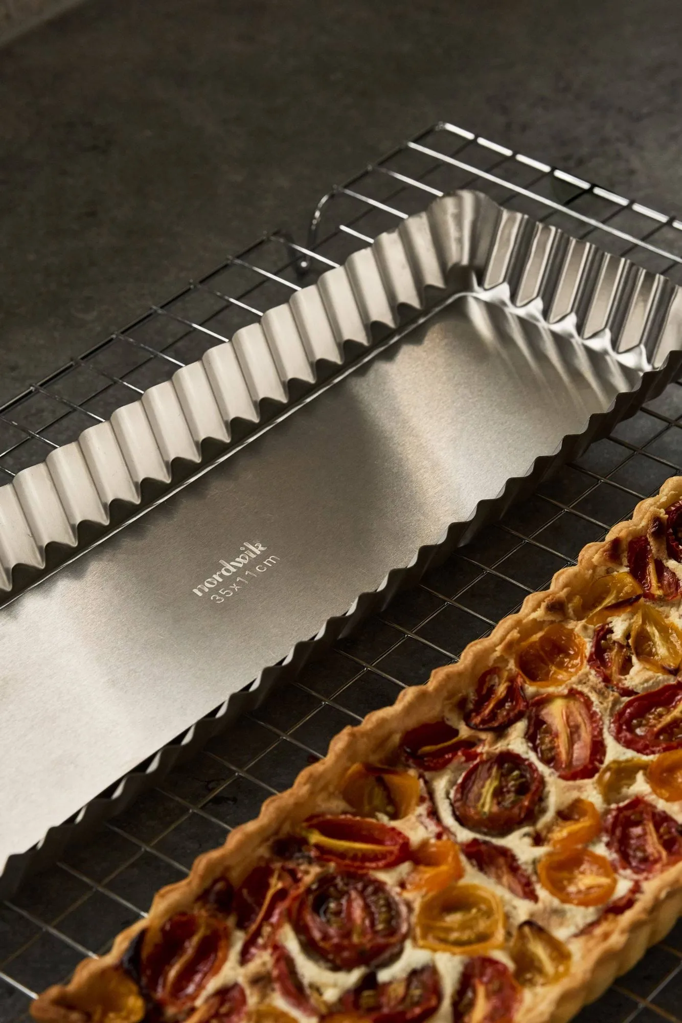 BAKE Tarteform mit herausnehmbarem Boden, Rechteckig, Edelstahl, 35x11 cm Nordwik