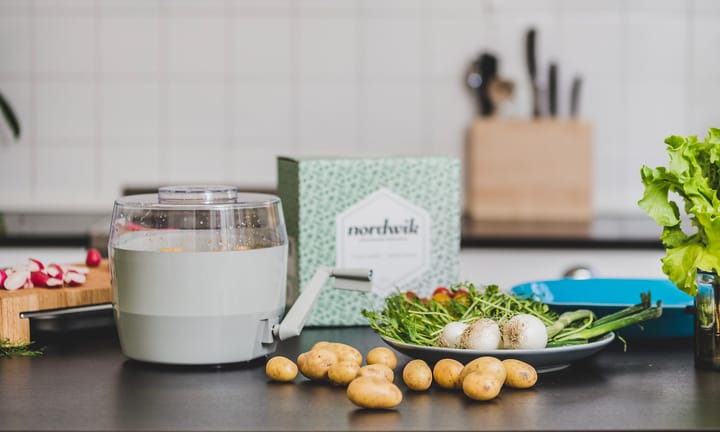 Kartoffelschäler mit Kurbel & 2-in-1-Salatschleuder, Weiß Nordwik