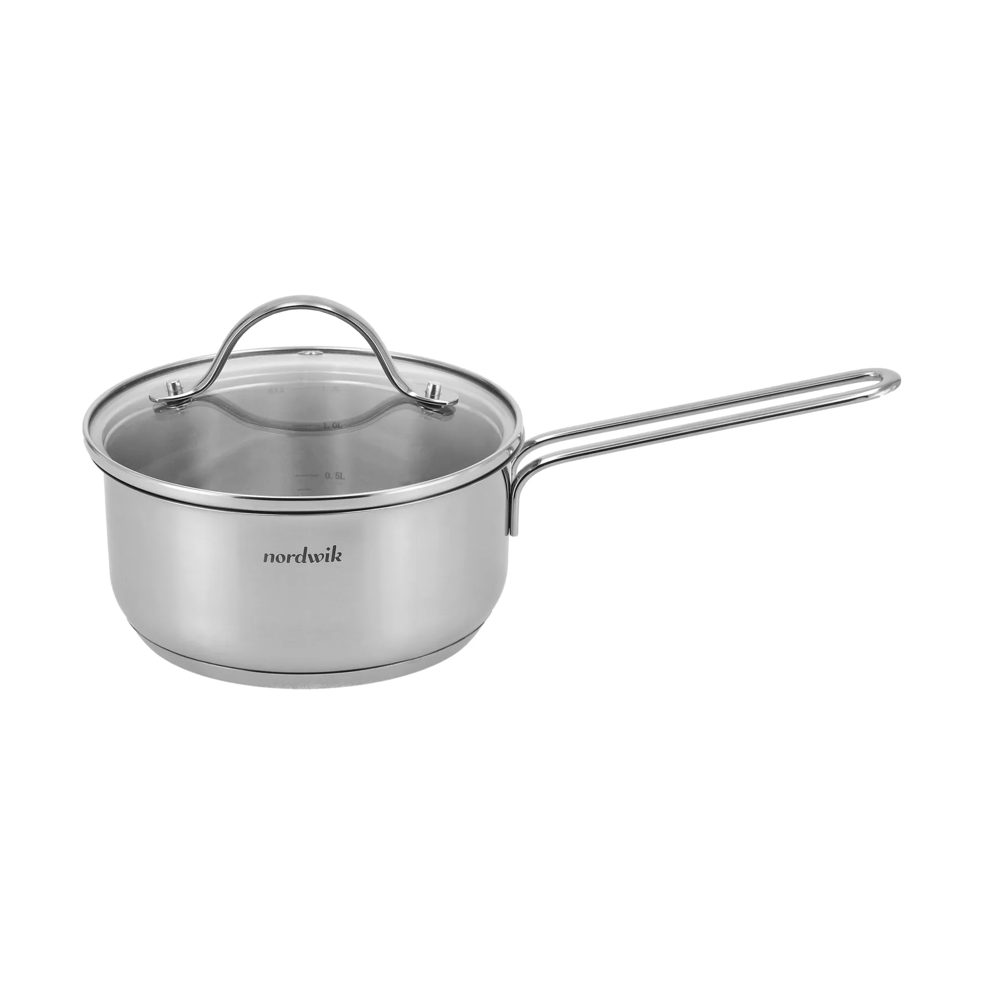 Nordwik Kochtopf mit Glasdeckel 1,3 l, Edelstahl Nordwik