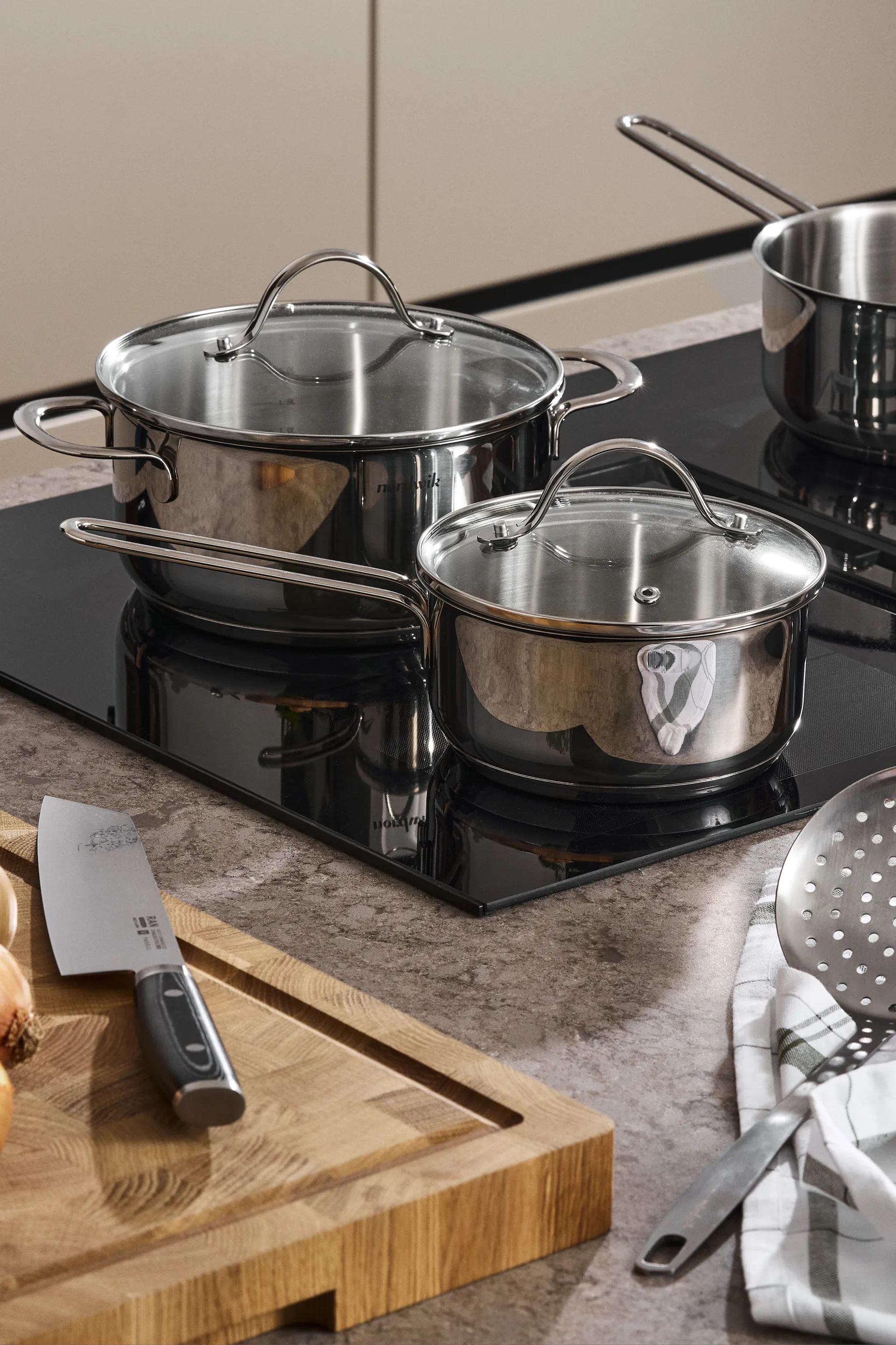 Nordwik Kochtopf mit Glasdeckel 1,3 l, Edelstahl Nordwik