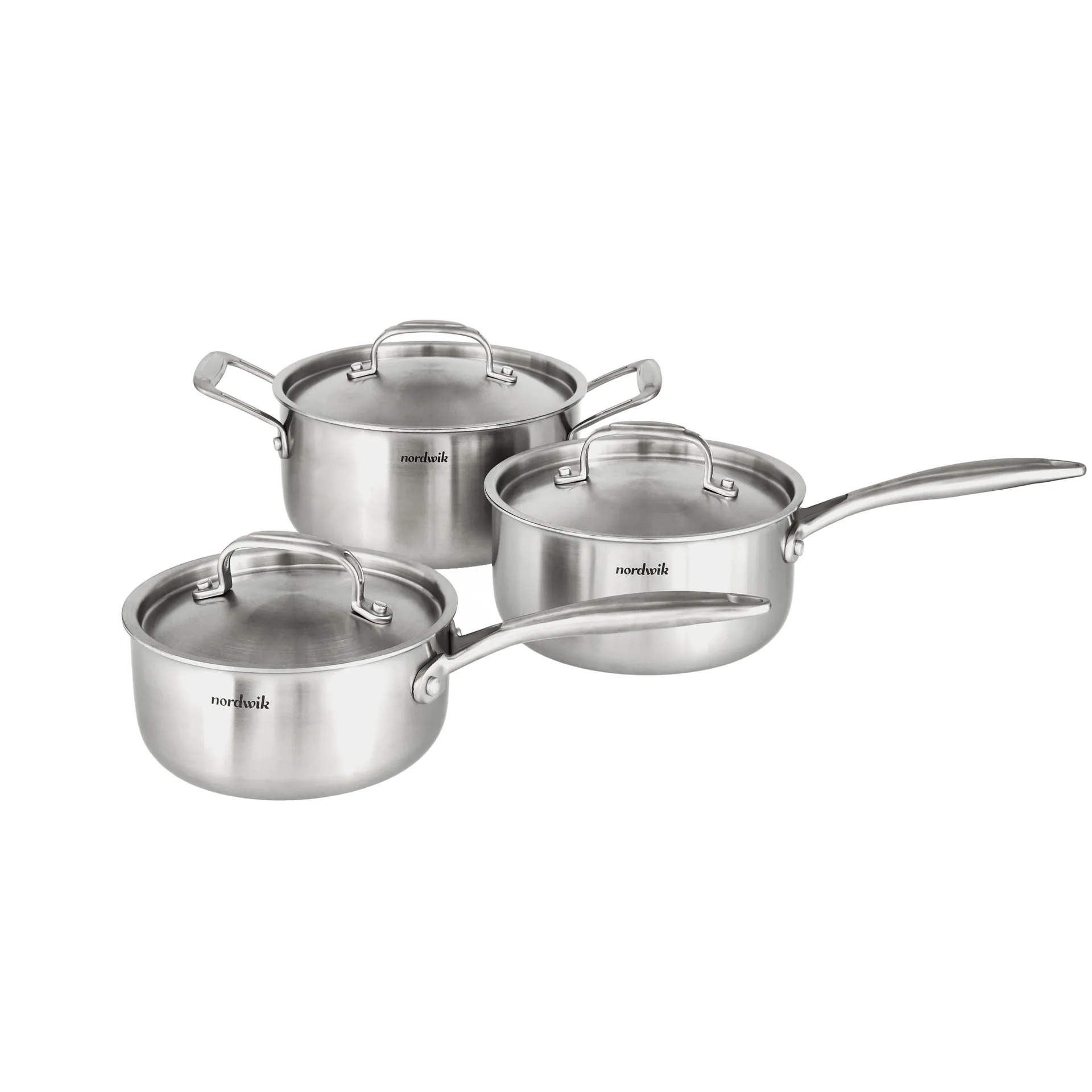Nordwik Kochtopfset 3-lagig 3 Teile, 1,5 l, 2 l, 3 l Nordwik