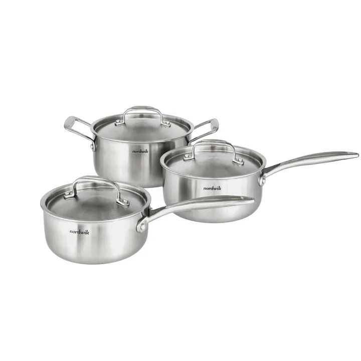 Nordwik Kochtopfset 3-lagig 3 Teile - 1,5 l, 2 l, 3 l - Nordwik