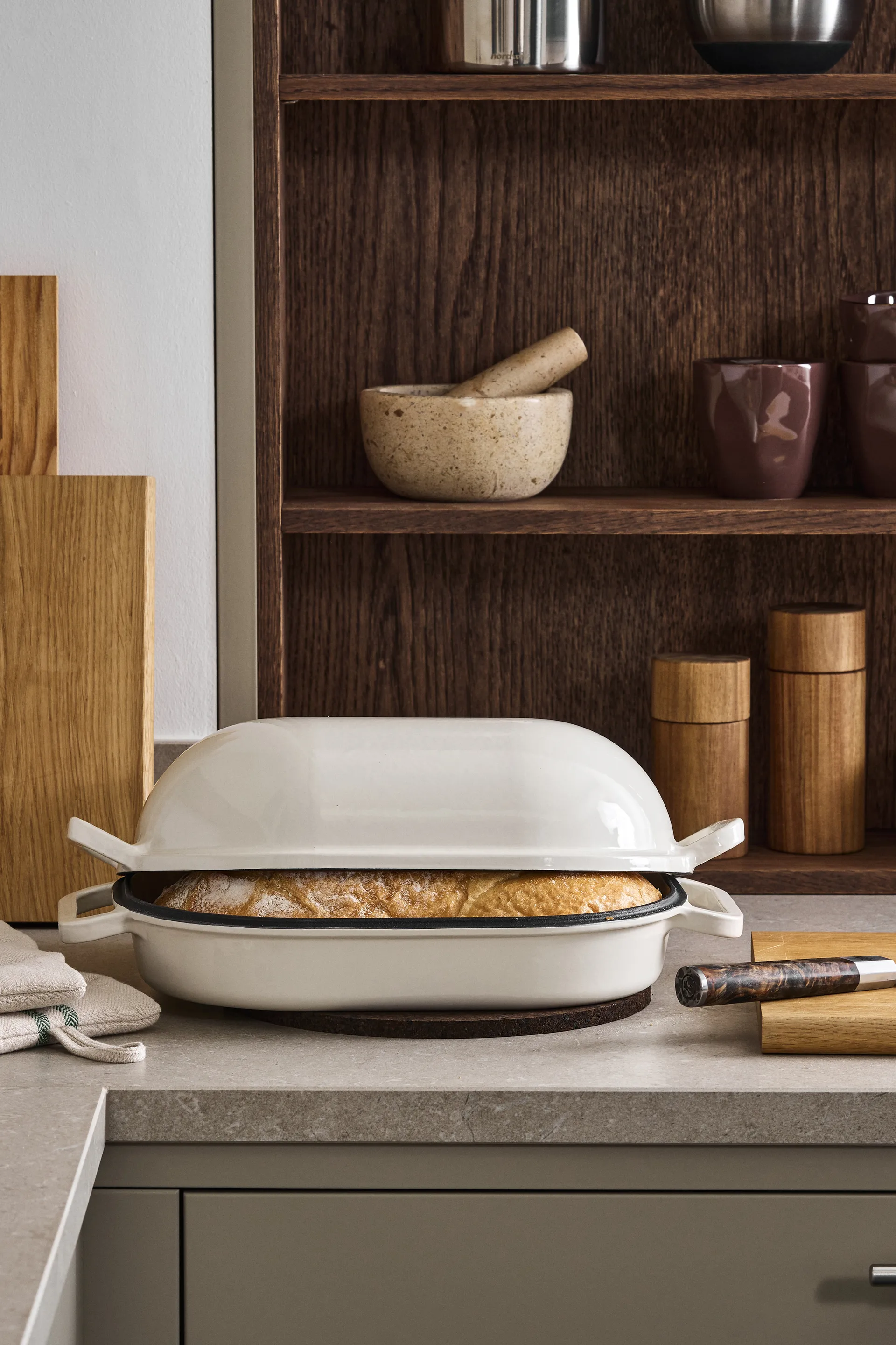 Nordwik Levain Brotform emailliert 39x26 cm, Creme Nordwik