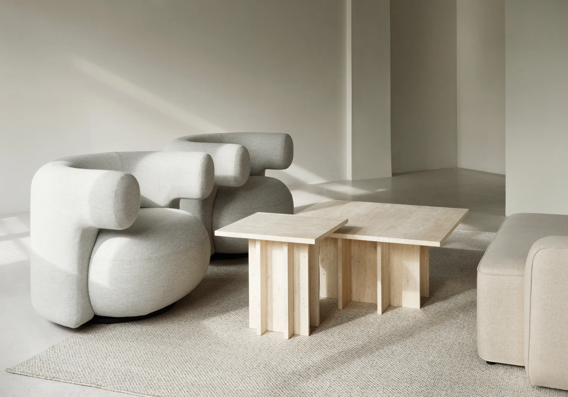 Edge Couchtisch groß, Travertine Normann Copenhagen