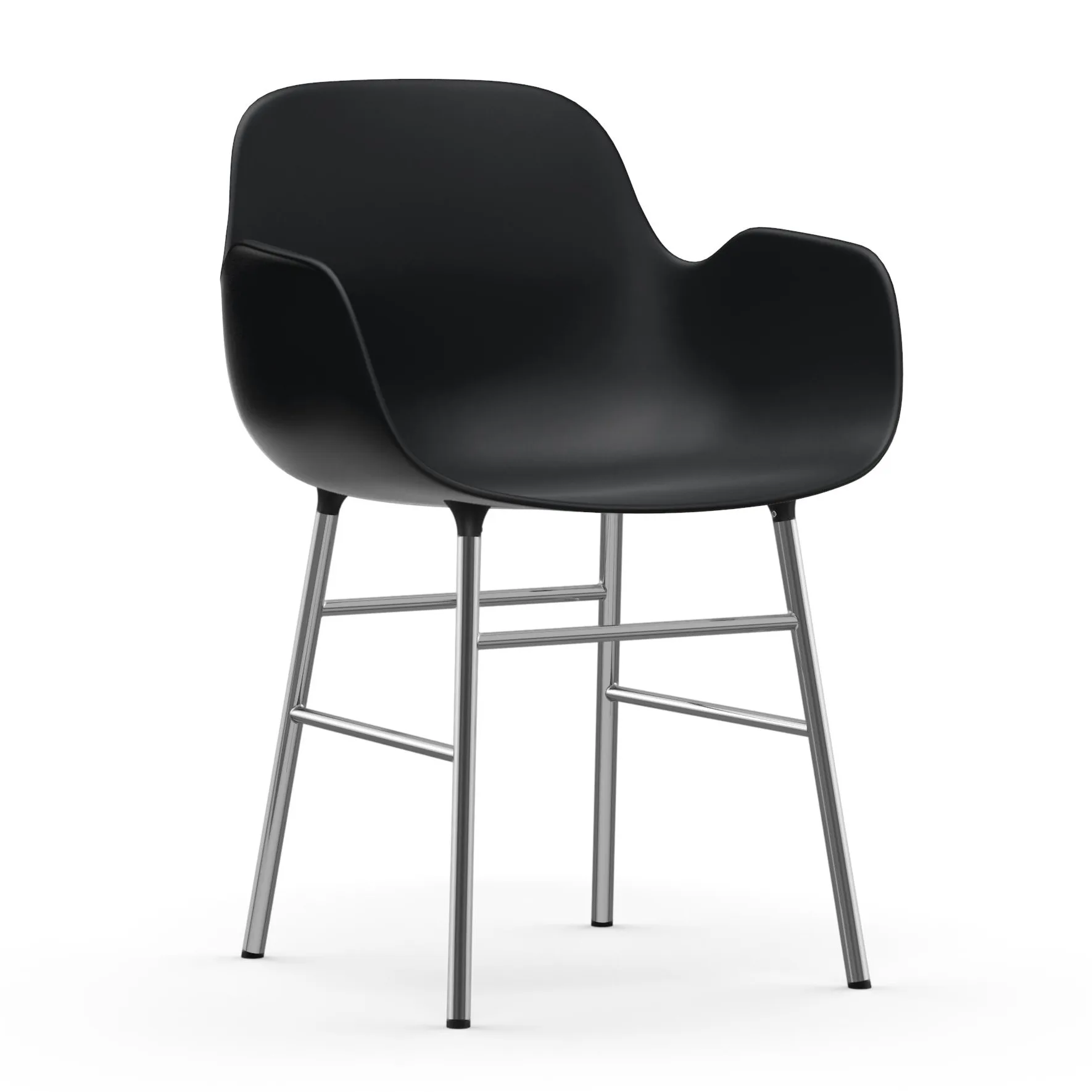 Form Armlehnstuhl verchromte Beine, Schwarz Normann Copenhagen