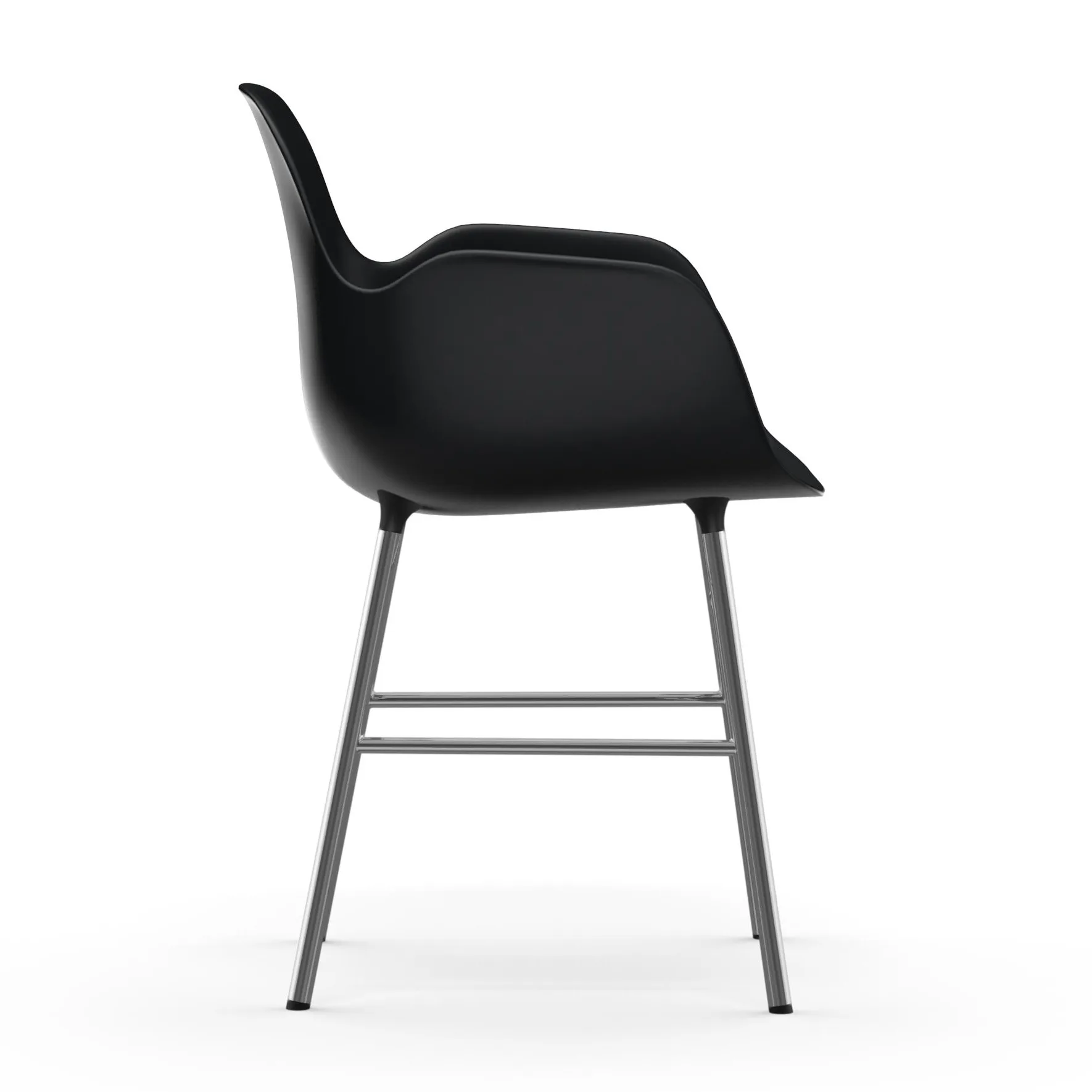Form Armlehnstuhl verchromte Beine, Schwarz Normann Copenhagen