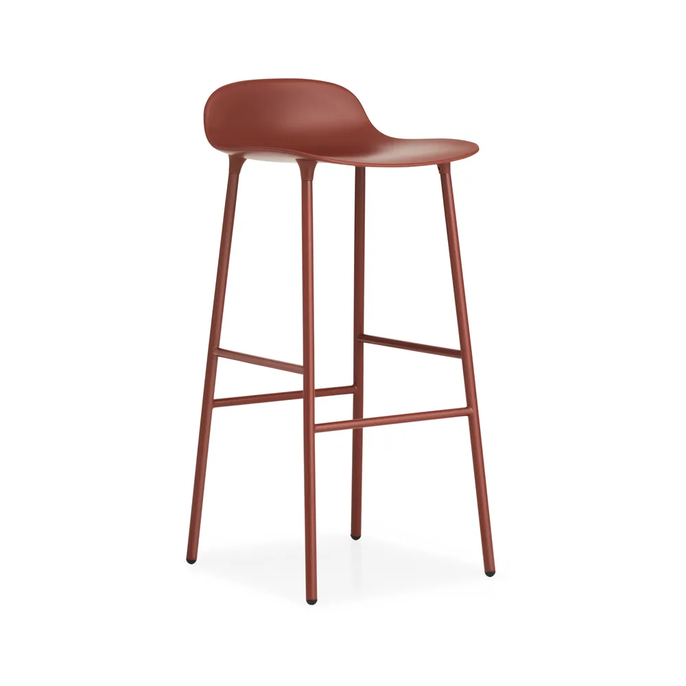 Form Barstuhl hoch, Red, Rot lackierte Stahlbeine Normann Copenhagen