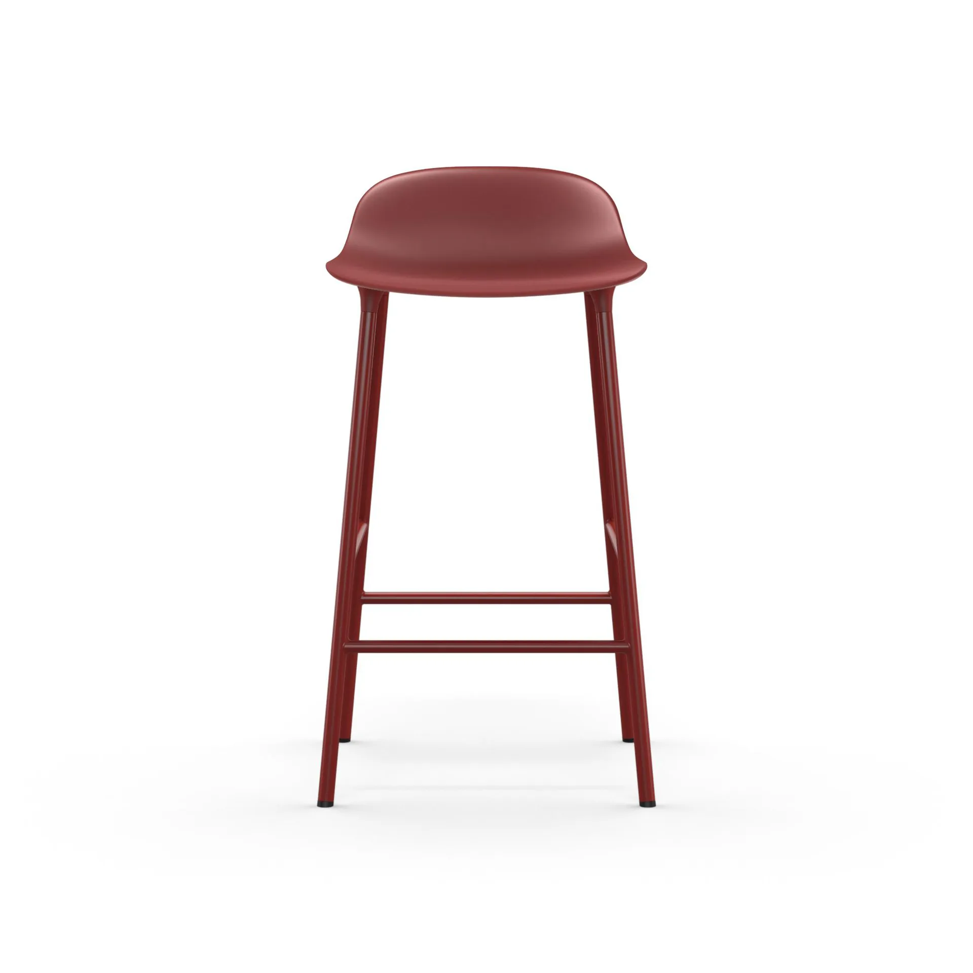 Form Barstuhl niedrig, Red, Rot lackierte Stahlbeine Normann Copenhagen