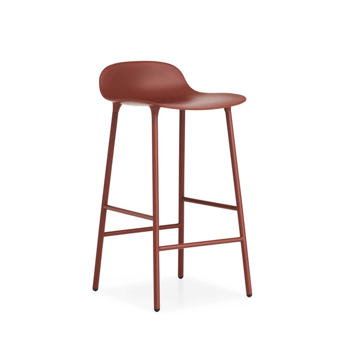 Form Barstuhl niedrig - Red, Rot lackierte Stahlbeine - Normann Copenhagen