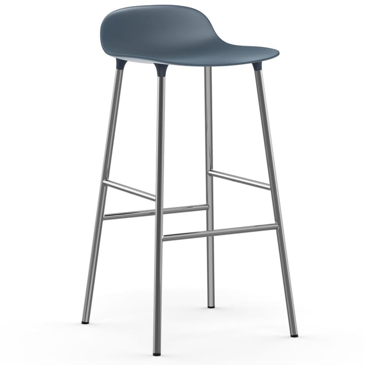 Form Barstuhl verchromte Beine 75cm - Blau - Normann Copenhagen