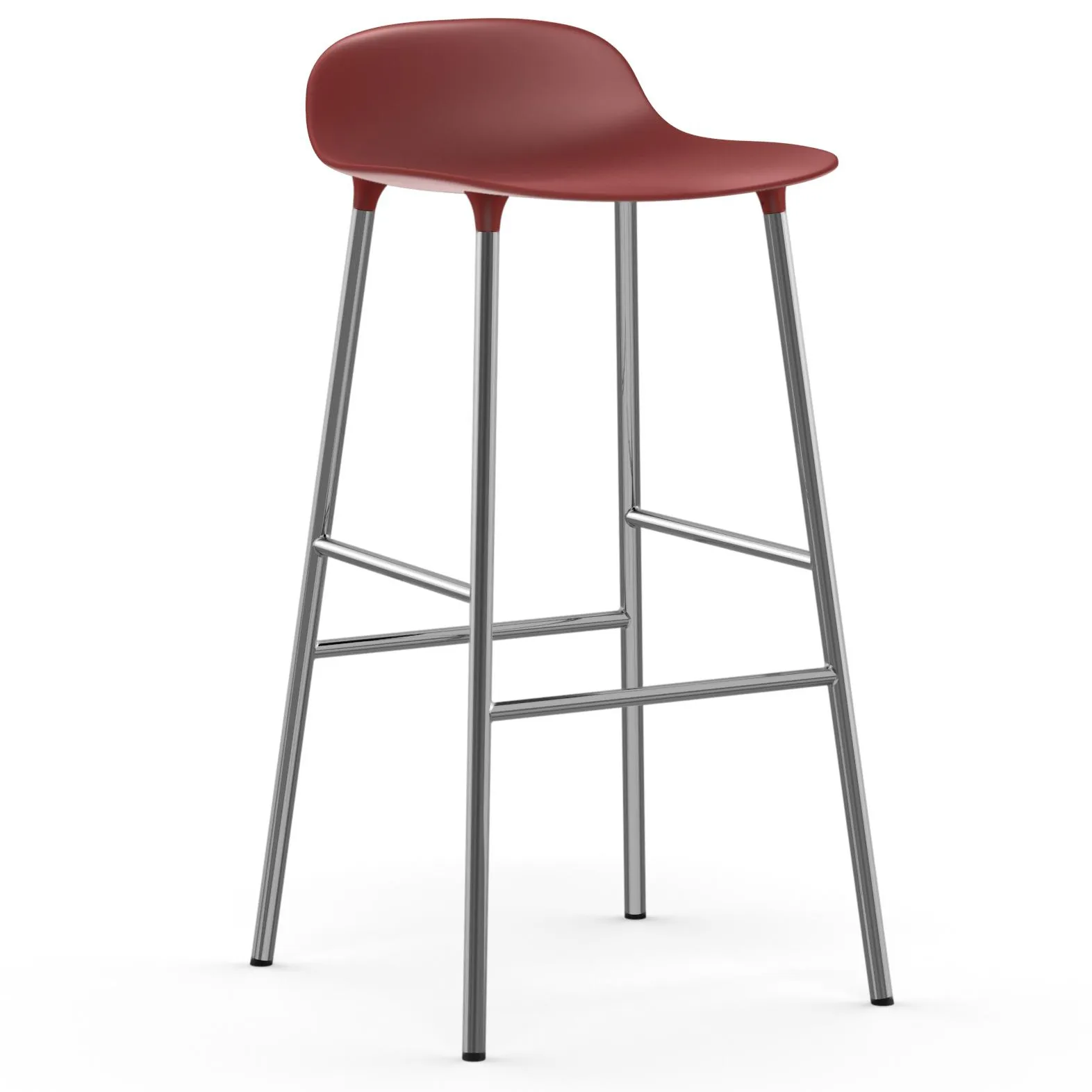 Form Barstuhl verchromte Beine 75cm, Rot Normann Copenhagen