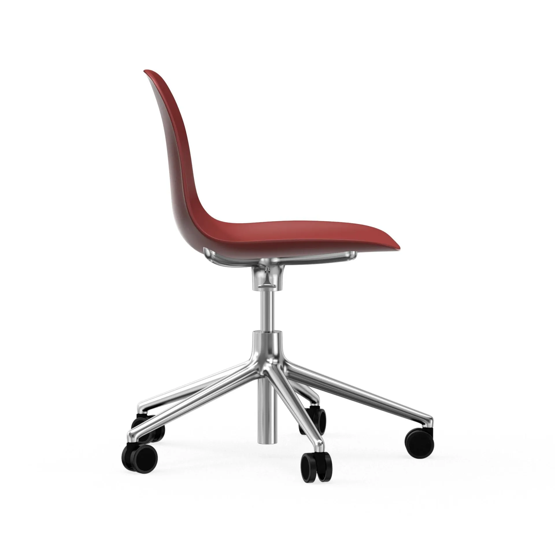 Form chair drehbar, 5W Bürostuhl, Rot, Aluminium, Rollen Normann Copenhagen