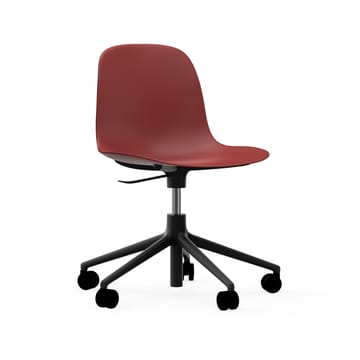 Form chair drehbar, 5W Bürostuhl - Rot, Schwarzes Aluminium, Rollen - Normann Copenhagen