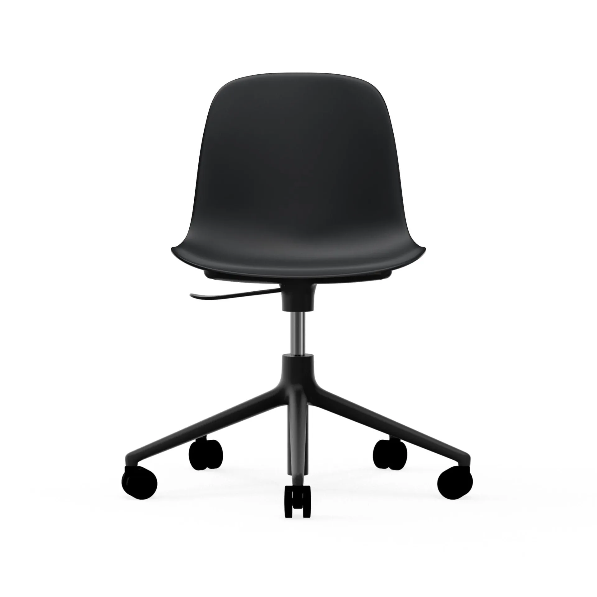 Form chair drehbar, 5W Bürostuhl, Schwarz, Schwarzes Aluminium, Rollen Normann Copenhagen