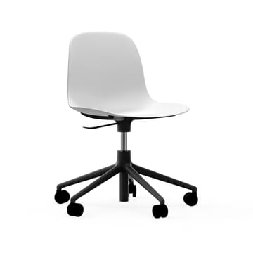 Form chair drehbar, 5W Bürostuhl - Weiß, Schwarzes Aluminium, Rollen - Normann Copenhagen