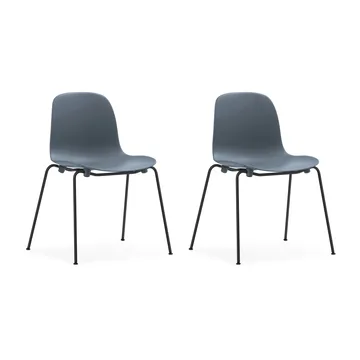 Form Chair stapelbarer Stuhl mit schwarzen Beinen, 2er-Pack, Blau - Normann Copenhagen
