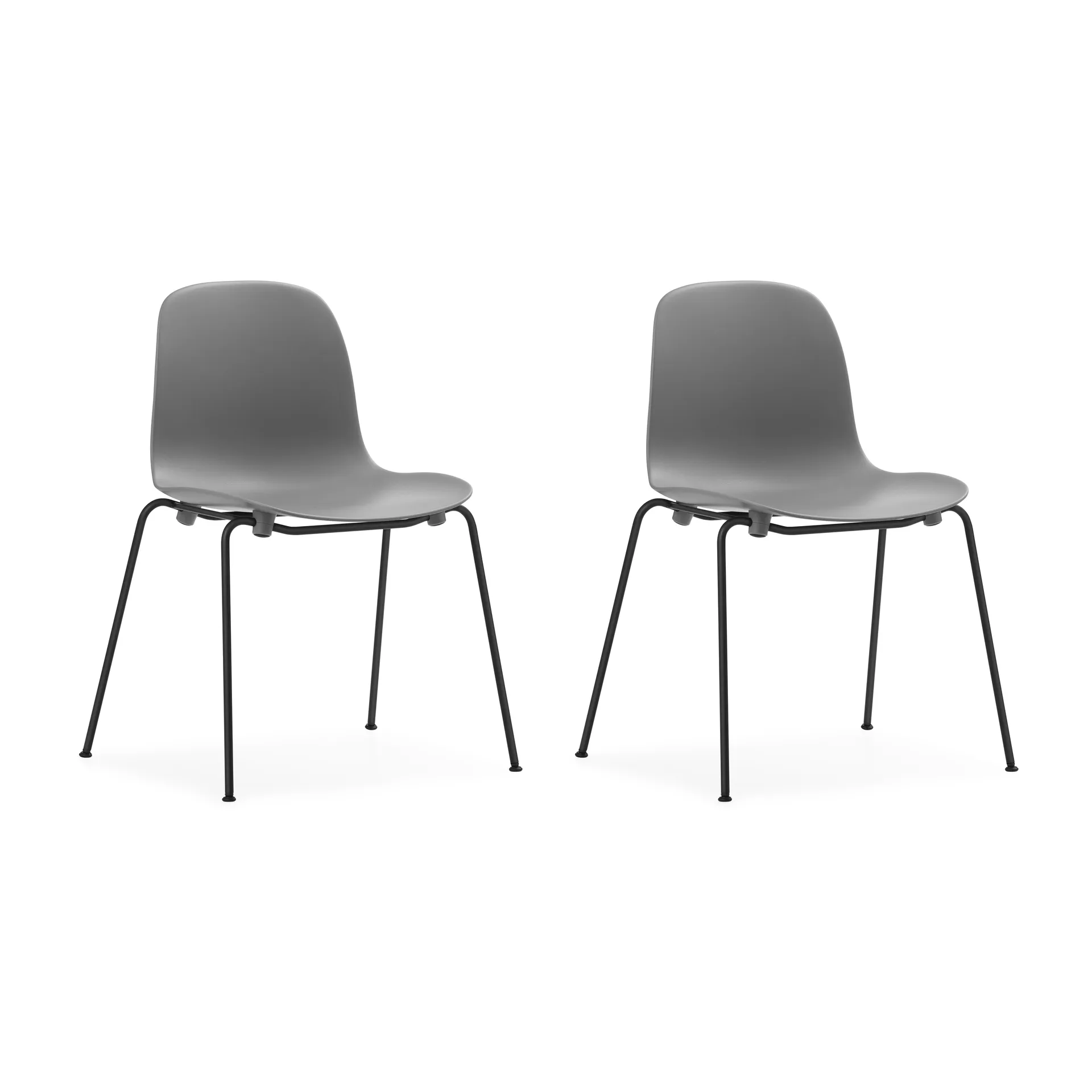 Form Chair stapelbarer Stuhl mit schwarzen Beinen, 2er-Pack, Grau,  Normann Copenhagen