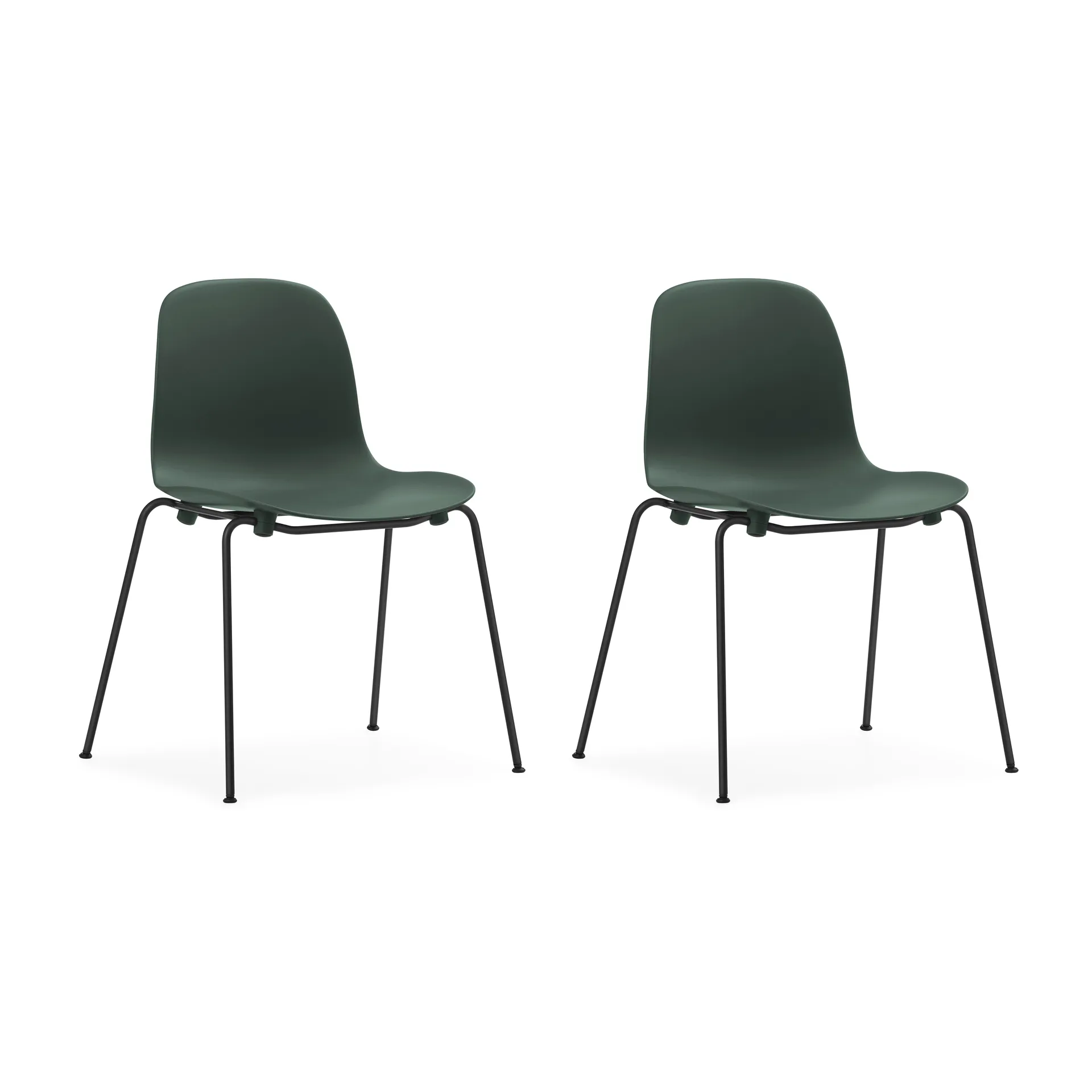 Form Chair stapelbarer Stuhl mit schwarzen Beinen, 2er-Pack, Grün,  Normann Copenhagen
