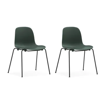 Form Chair stapelbarer Stuhl mit schwarzen Beinen, 2er-Pack, Grün - Normann Copenhagen