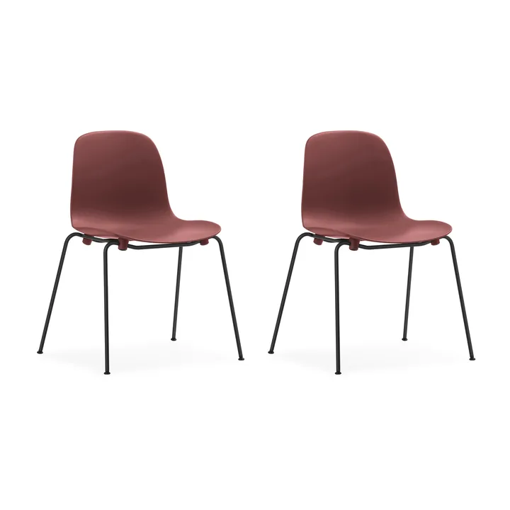 Form Chair stapelbarer Stuhl mit schwarzen Beinen, 2er-Pack, Rot - Normann Copenhagen