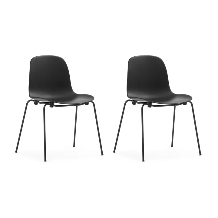 Form Chair stapelbarer Stuhl mit schwarzen Beinen, 2er-Pack, Schwarz - Normann Copenhagen