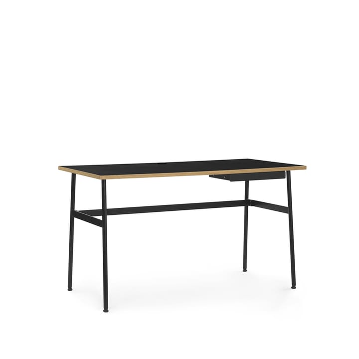 Journal Schreibtisch - Schwarz laminat, Schwarze Stahlbeine und Schubladen - Normann Copenhagen