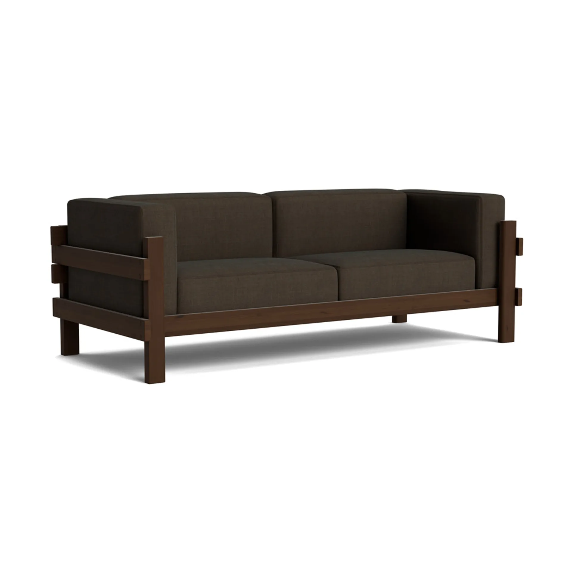 Kube Sofa, Braun lackierte Fichte-Stoff Remix 356 Brown, 220 cm Normann Copenhagen