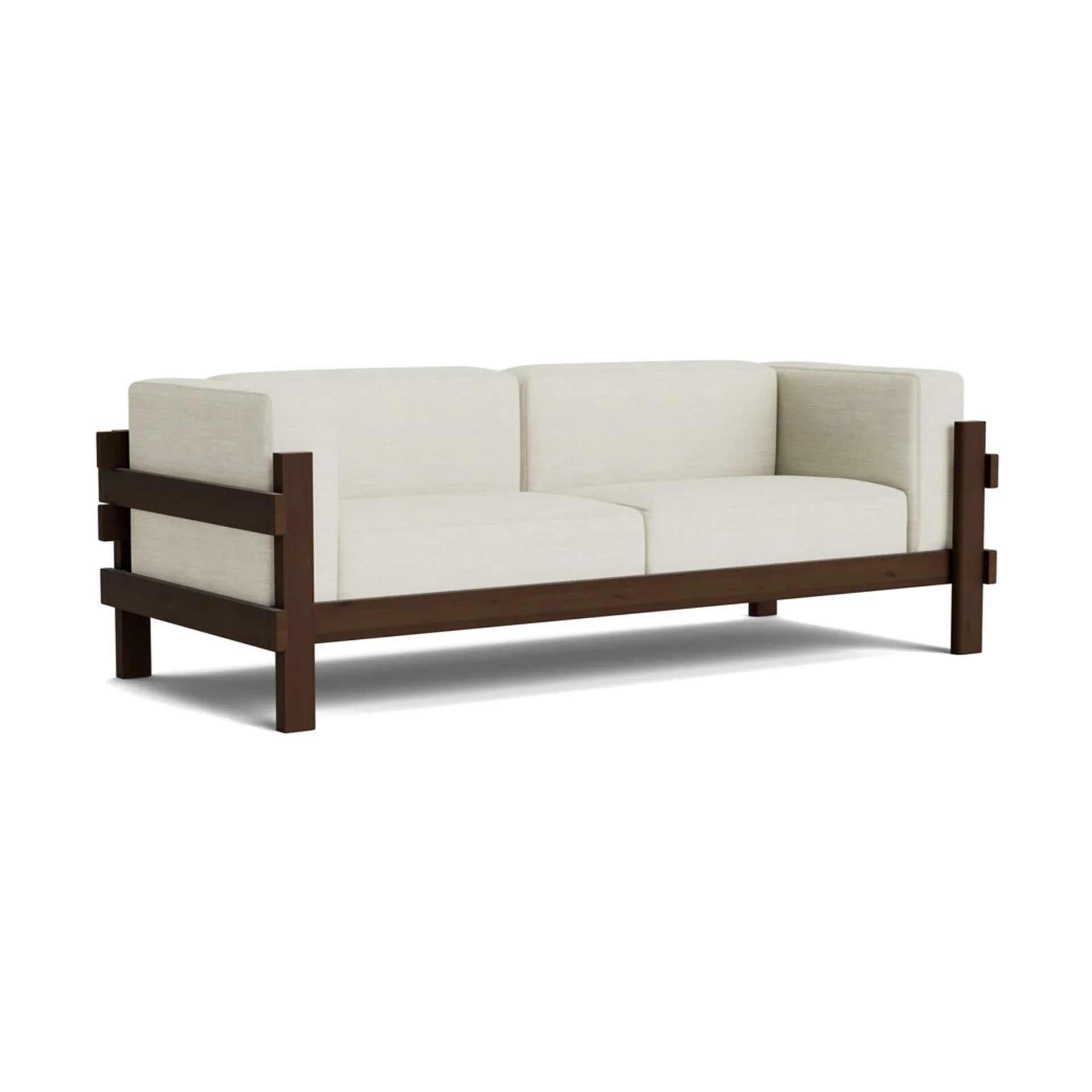 Kube Sofa, Braun lackierte Kiefer-Stoff Remix 223 Beige, 220 cm Normann Copenhagen