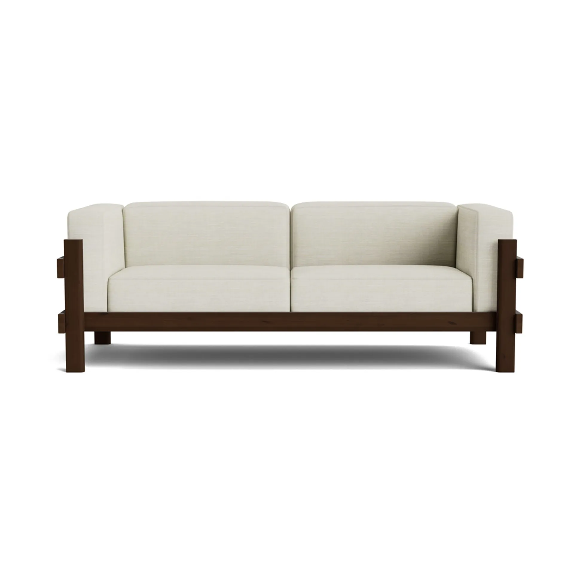 Kube Sofa, Braun lackierte Kiefer-Stoff Remix 223 Beige, 220 cm Normann Copenhagen