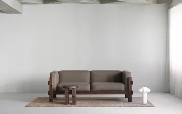 Kube Sofa - Braun lackierte Kiefer-Stoff Remix 223 Beige, 220 cm - Normann Copenhagen
