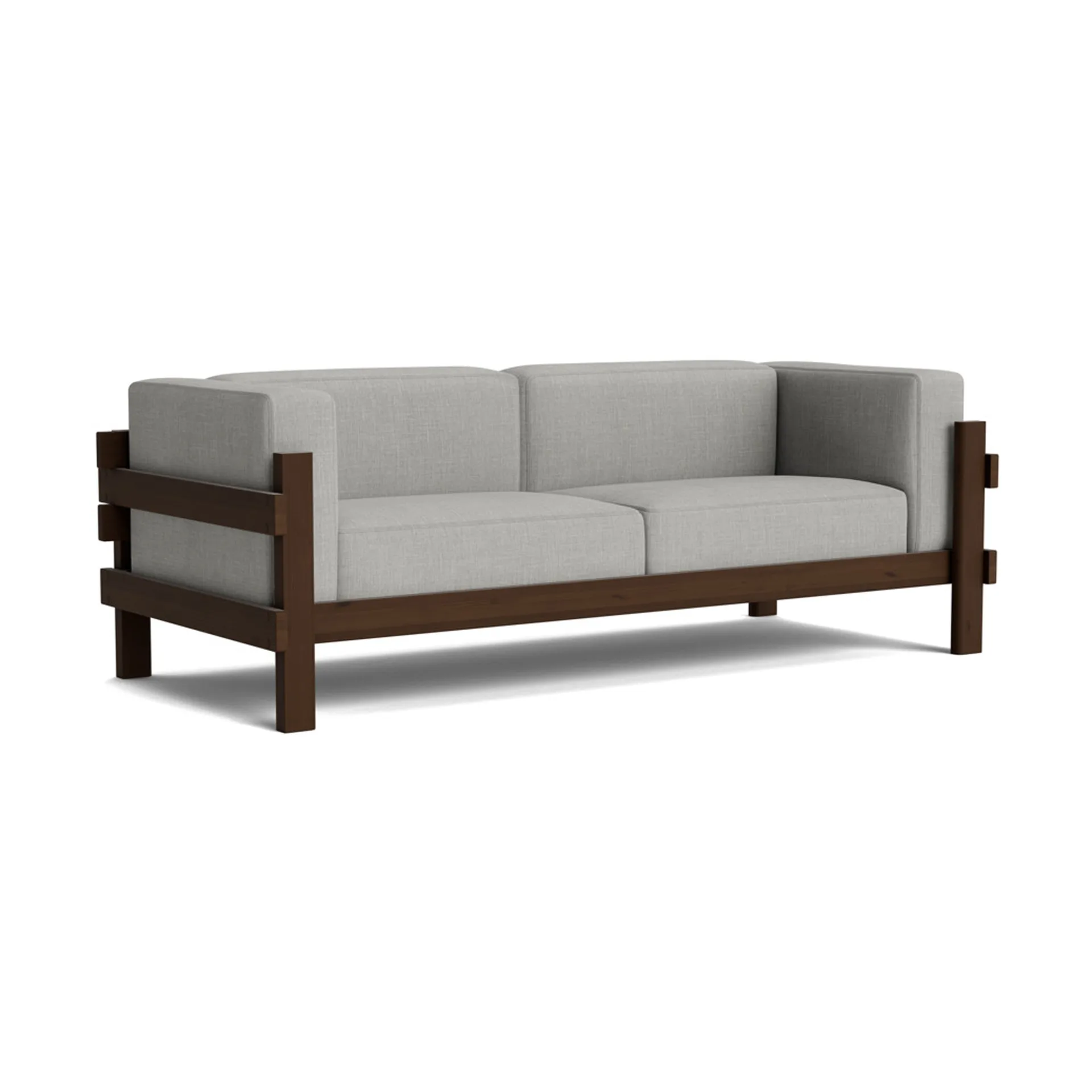 Kube Sofa, Braun lackierte Kiefer–Stoff Remix 143 Grey, 220 cm Normann Copenhagen
