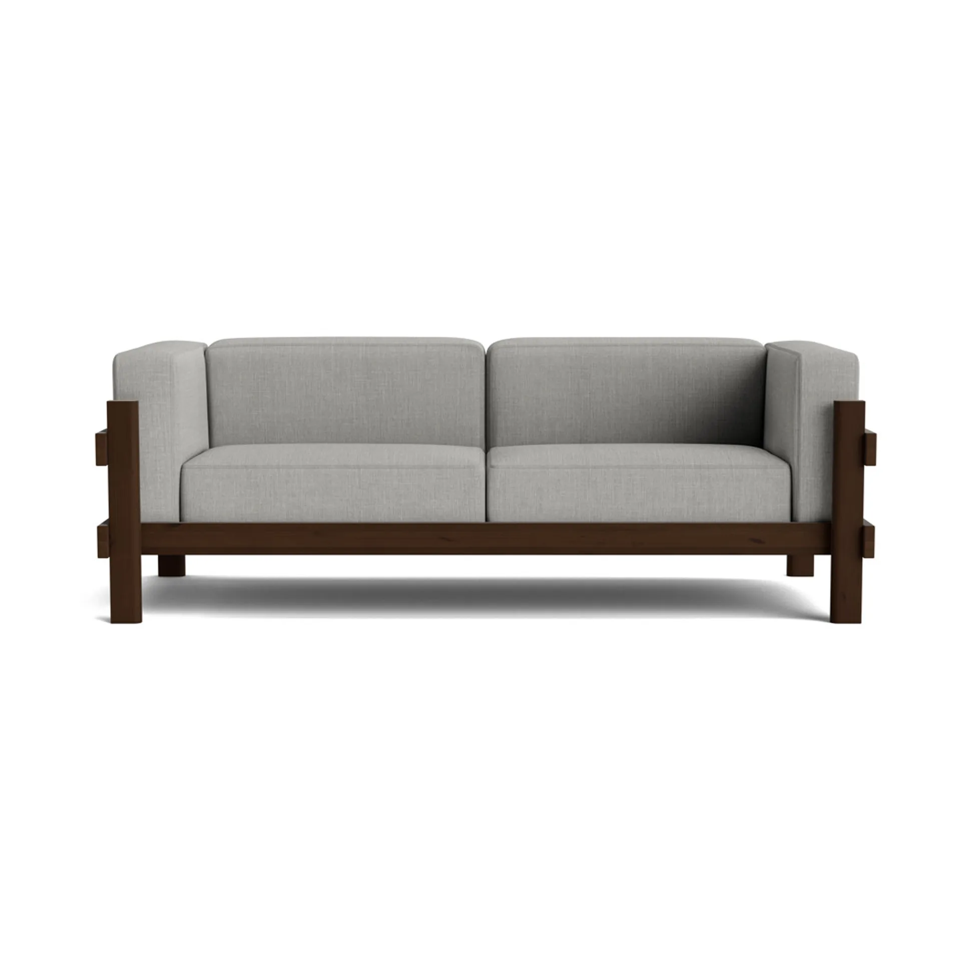 Kube Sofa, Braun lackierte Kiefer–Stoff Remix 143 Grey, 220 cm Normann Copenhagen
