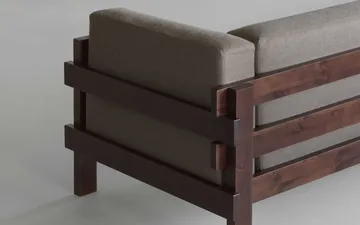 Kube Sofa - Braun lackierte Kiefer–Stoff Remix 143 Grey, 220 cm - Normann Copenhagen