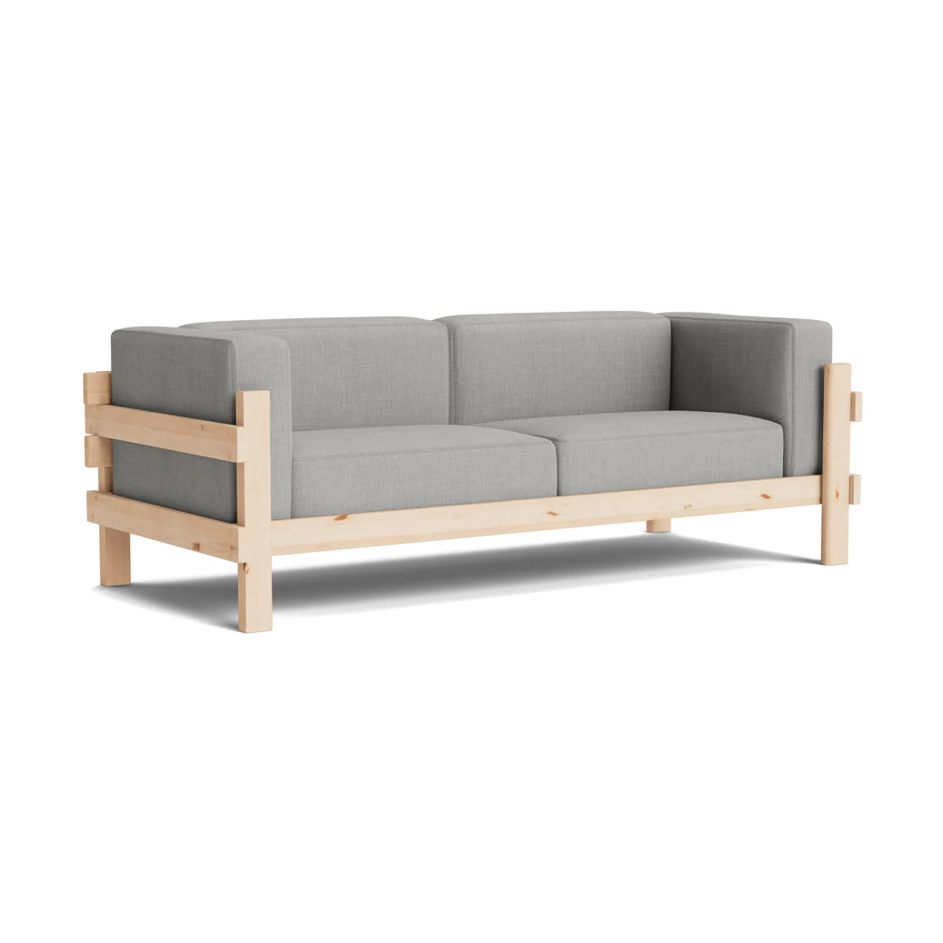 Kube Sofa, Lackierte Kiefer-Stoff Remix 143 Grey, 220 cm Normann Copenhagen