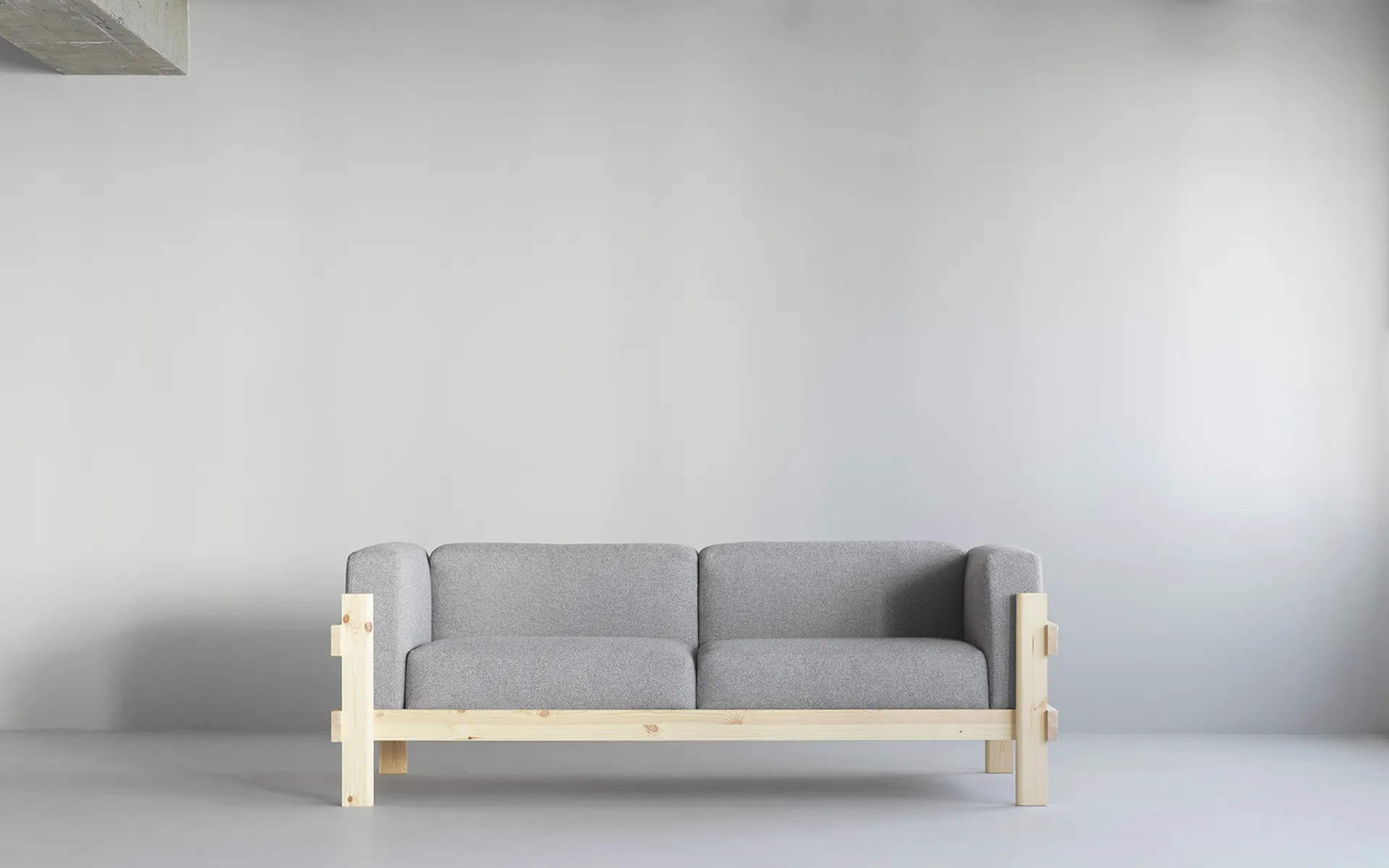 Kube Sofa, Lackierte Kiefer-Stoff Remix 143 Grey, 220 cm Normann Copenhagen