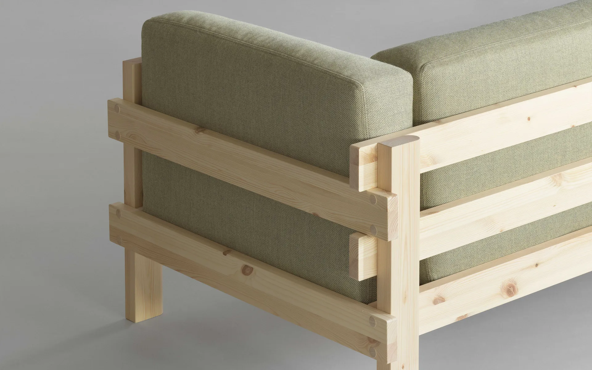 Kube Sofa, Lackierte Kiefer-Stoff Remix 143 Grey, 220 cm Normann Copenhagen