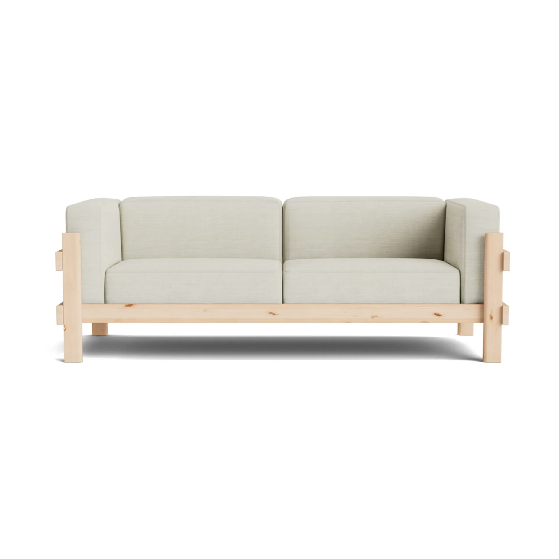 Kube Sofa, Lackiertes Kiefernholz-Stoff Remix 223 Beige, 220 cm Normann Copenhagen