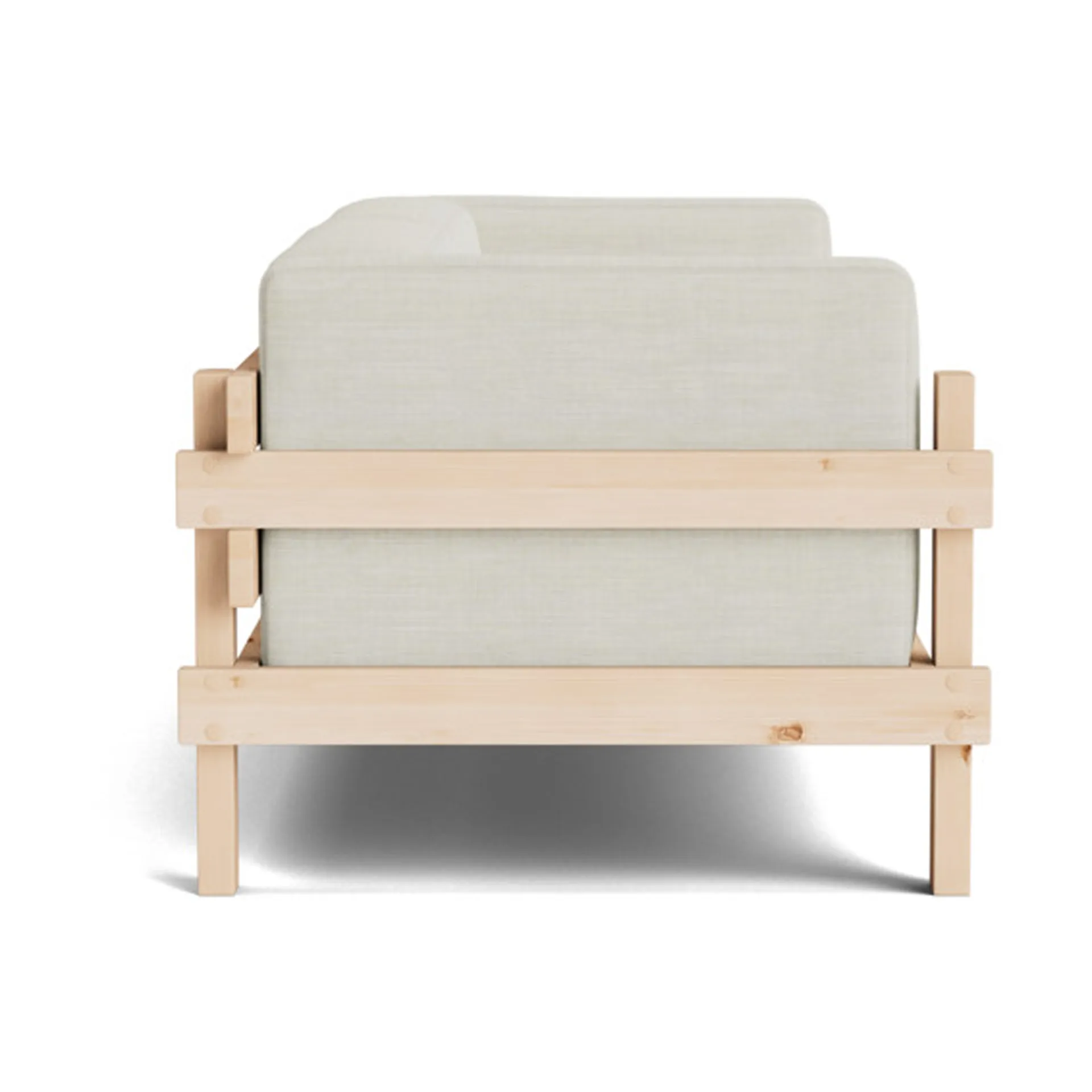 Kube Sofa, Lackiertes Kiefernholz-Stoff Remix 223 Beige, 220 cm Normann Copenhagen