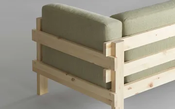 Kube Sofa - Lackiertes Kiefernholz-Stoff Remix 223 Beige, 220 cm - Normann Copenhagen