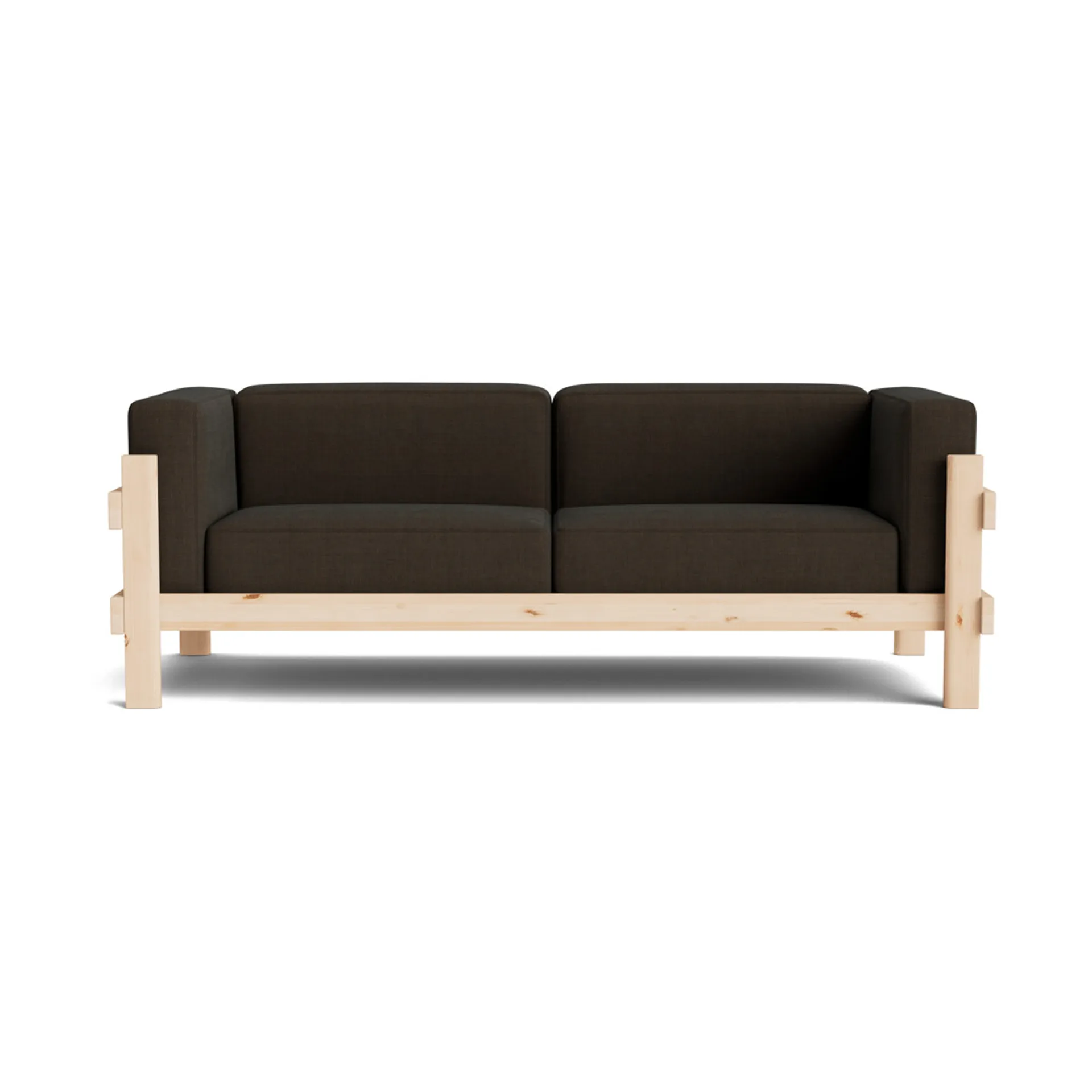 Kube Sofa, Lackiertes Kiefernholz-Stoff Remix 356 Brown, 220 cm Normann Copenhagen